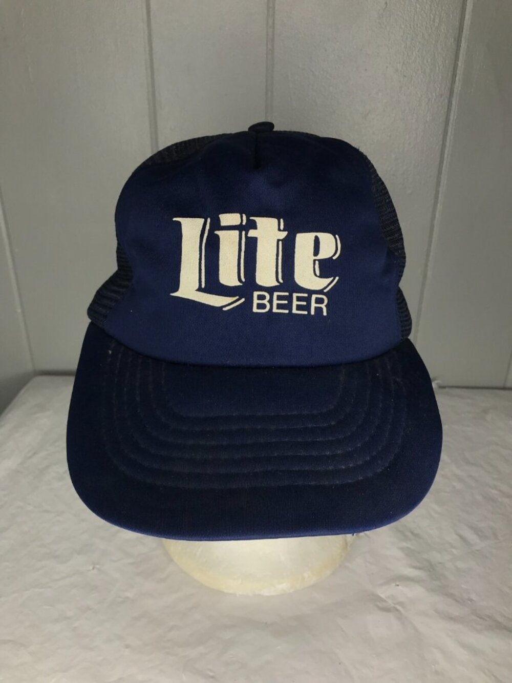 Vintage Miller Lite Beer Adult Trucker Hat Adjustable Mesh Back Blue